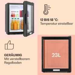 MKS-12 Minibar 24 Liter Klasse E Schwarz Glas 0dB -Haushaltsgeräte Geschäft 10005439 de 0004 usp