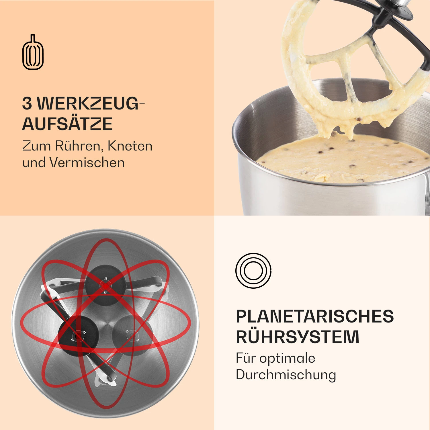 Bella Küchenmaschine 2000 W / 2,7 PS 5 Ltr Edelstahl BPA-frei 6 Bella Küchenmaschine 2000 W / 2,7 PS 5 Ltr Edelstahl BPA-frei – Bild 4