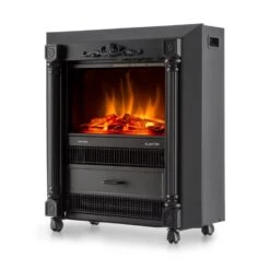 Grenoble Elektrischer Kamin Heizlüfter 1850 W Bodenrollen Thermostat -Haushaltsgeräte Geschäft 10012129 yy 0004 front Klarstein Grenoble Elektrischer Kamin 2000W