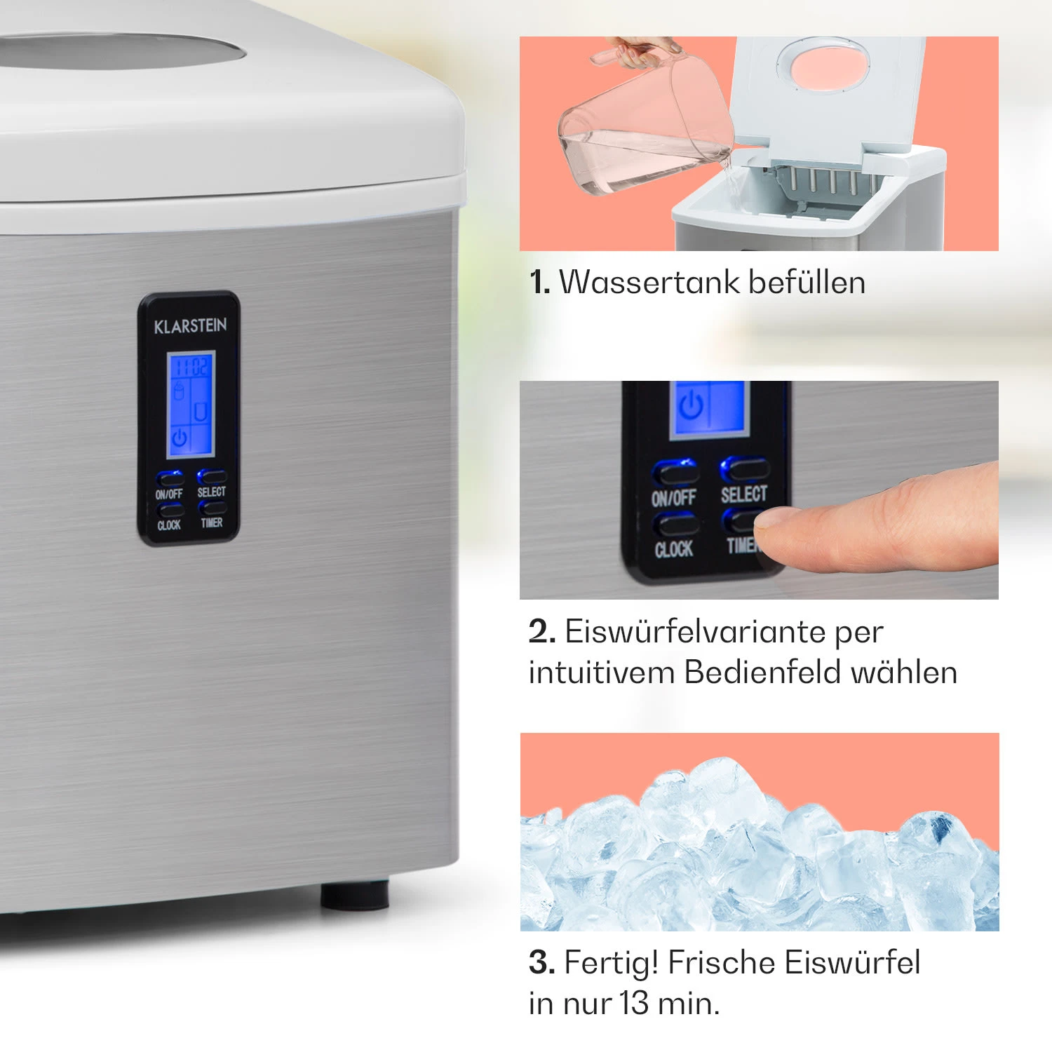 Mr. Silver-Frost Eismaschine 150W Edelstahl Weiß 15kg 6 Mr. Silver-Frost Eismaschine 150W Edelstahl Weiß 15kg – Bild 4