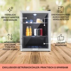 Beersafe XL Kühlschrank 60 Liter 2 Böden Panoramaglastür Edelstahl -Haushaltsgeräte Geschäft 10027672 DE 0005 usp