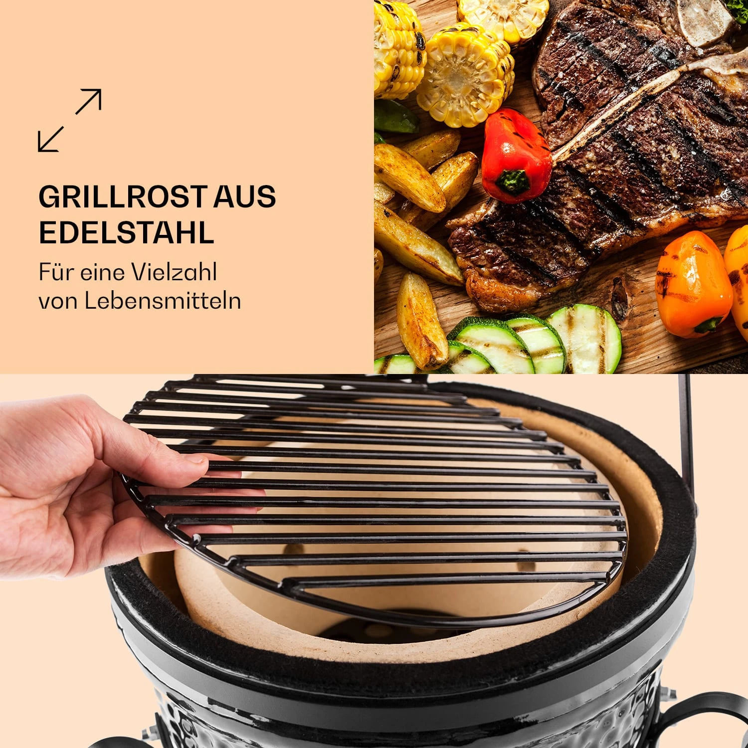 Princesize Kamado-Grill Keramikgrill Edelstahl-Grillrost Smoker BBQ 5 Princesize Kamado-Grill Keramikgrill Edelstahl-Grillrost Smoker BBQ – Bild 3