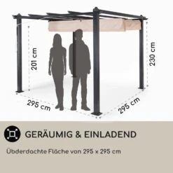 Pantheon Pergola Vordach 3x3m Aluminium Sonnendach Polyester -Haushaltsgeräte Geschäft 10029627 DE 0004 usp