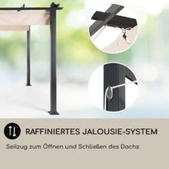 Pantheon Pergola Vordach 3x3m Aluminium Sonnendach Polyester -Haushaltsgeräte Geschäft 10029627 DE 0005 usp