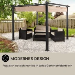Pantheon Pergola Vordach 3x3m Aluminium Sonnendach Polyester -Haushaltsgeräte Geschäft 10029627 DE 0006 usp