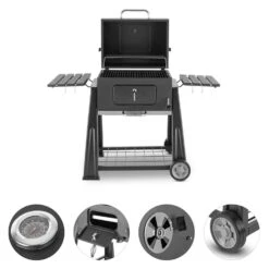 Bigfoot Holzkohlegrill Smoker BBQ-Grill 55 X 40 Cm Stahl Schwarz -Haushaltsgeräte Geschäft 10029763 yy 0004 detail Klarstein Bigfoot BBQ Grill Smoker