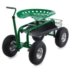 Waldbeck Park Ranger Gartensitz 130 Kg Fahrbar Ablage Stahl Grün -Haushaltsgeräte Geschäft 10030404 yy 0006 front Waldbeck four wheel garden seat