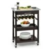 Vermont Servierwagen Küchenwagen 5 Etagen Holz Edelstahl Mobil