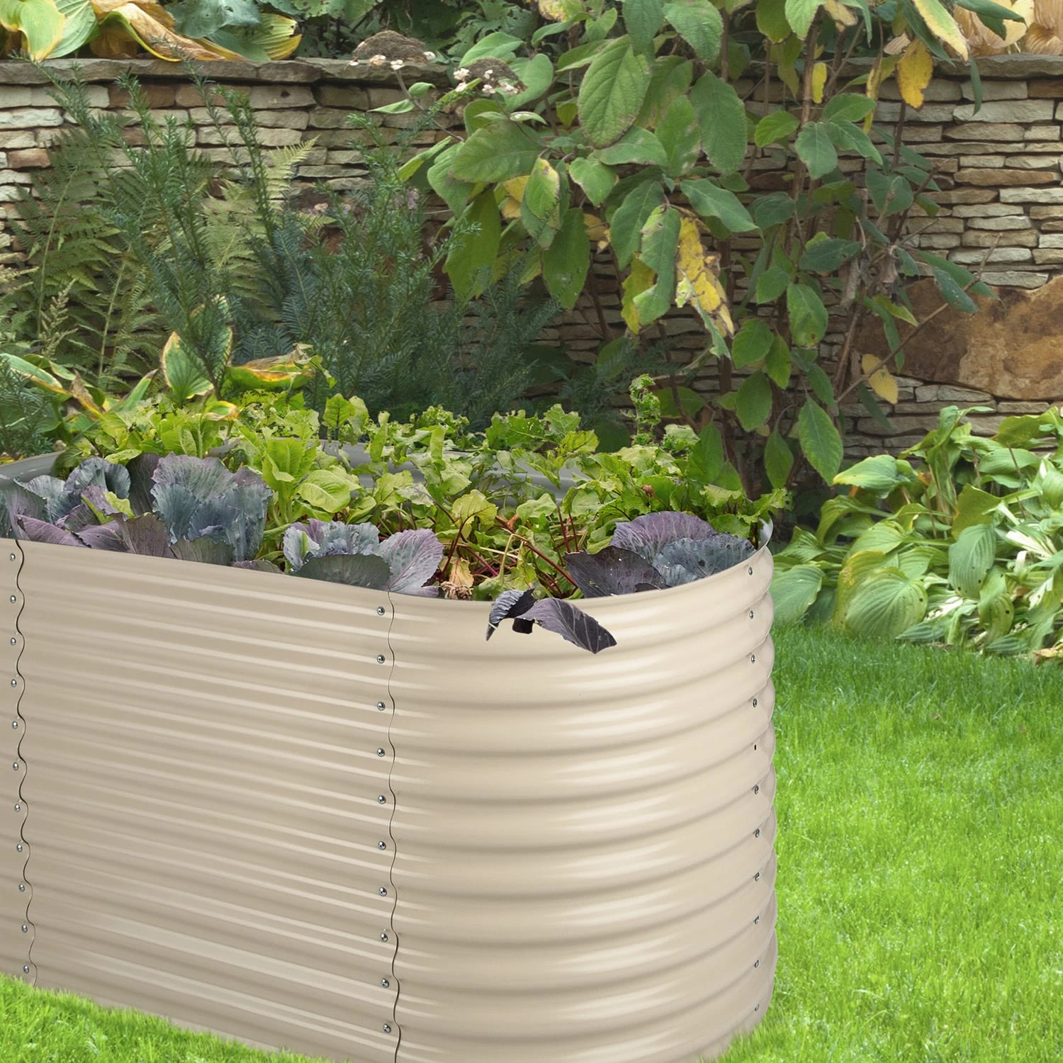 High Grow Hochbeet Gartenbeet 2,0m Zink-Alu-Beschichtung Beige 5 High Grow Hochbeet Gartenbeet 2,0m Zink-Alu-Beschichtung Beige – Bild 3