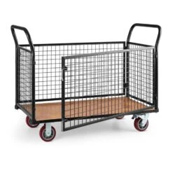 Loadster Gitterwagen Rollwagen Magazinwagen Max.500kg Holzboden -Haushaltsgeräte Geschäft 10031241 yy 0002 detail Waldbeck Loadster Gitterwagen Rollwagen schwarz reedit