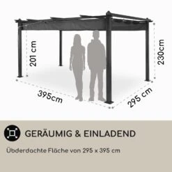 Pantheon 3x4 Pergola Vordach 3x4m Aluminium Sonnendach Polyester Grau -Haushaltsgeräte Geschäft 10031883 DE 0004 usp