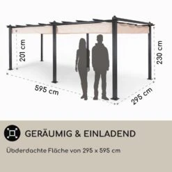 Pantheon 3x6 Pergola Vordach 3x6m Aluminium Sonnendach Polyester Beige -Haushaltsgeräte Geschäft 10031884 DE 0004 usp