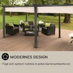 Pantheon 3x6 Pergola Vordach 3x6m Aluminium Sonnendach Polyester Beige -Haushaltsgeräte Geschäft 10031884 DE 0006 usp