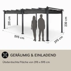 Pantheon 3x6 Pergola Vordach 3x6m Aluminium Sonnendach Polyester Grau -Haushaltsgeräte Geschäft 10031885 DE 0004 usp