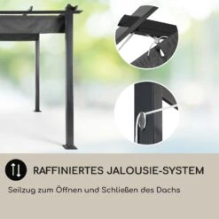 Pantheon 3x6 Pergola Vordach 3x6m Aluminium Sonnendach Polyester Grau -Haushaltsgeräte Geschäft 10031885 DE 0005 usp