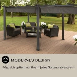 Pantheon 3x6 Pergola Vordach 3x6m Aluminium Sonnendach Polyester Grau -Haushaltsgeräte Geschäft 10031885 DE 0006 usp