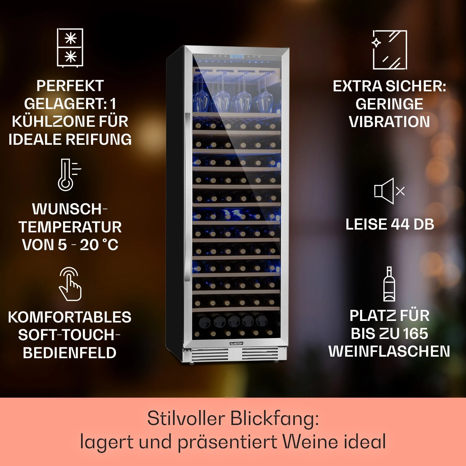 Vinovilla Grande 165 Built-in Uno Weinkühlschrank 425l 165Fl. Glastür 4 Vinovilla Grande 165 Built-in Uno Weinkühlschrank 425l 165Fl. Glastür – Bild 2