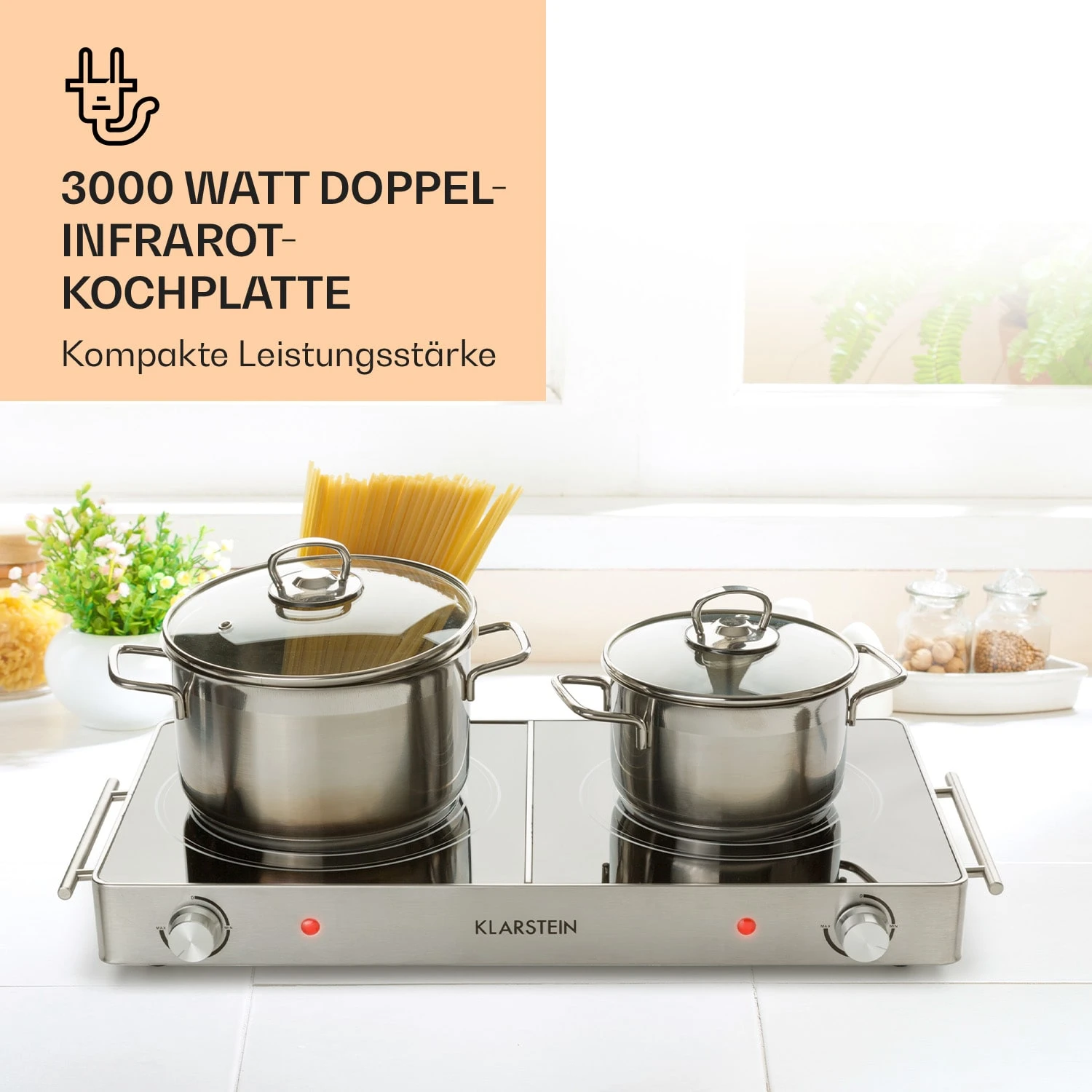 VariCook Duo Kochplatte 3000W Edelstahlgehäuse Tragegriffe 4 VariCook Duo Kochplatte 3000W Edelstahlgehäuse Tragegriffe – Bild 2