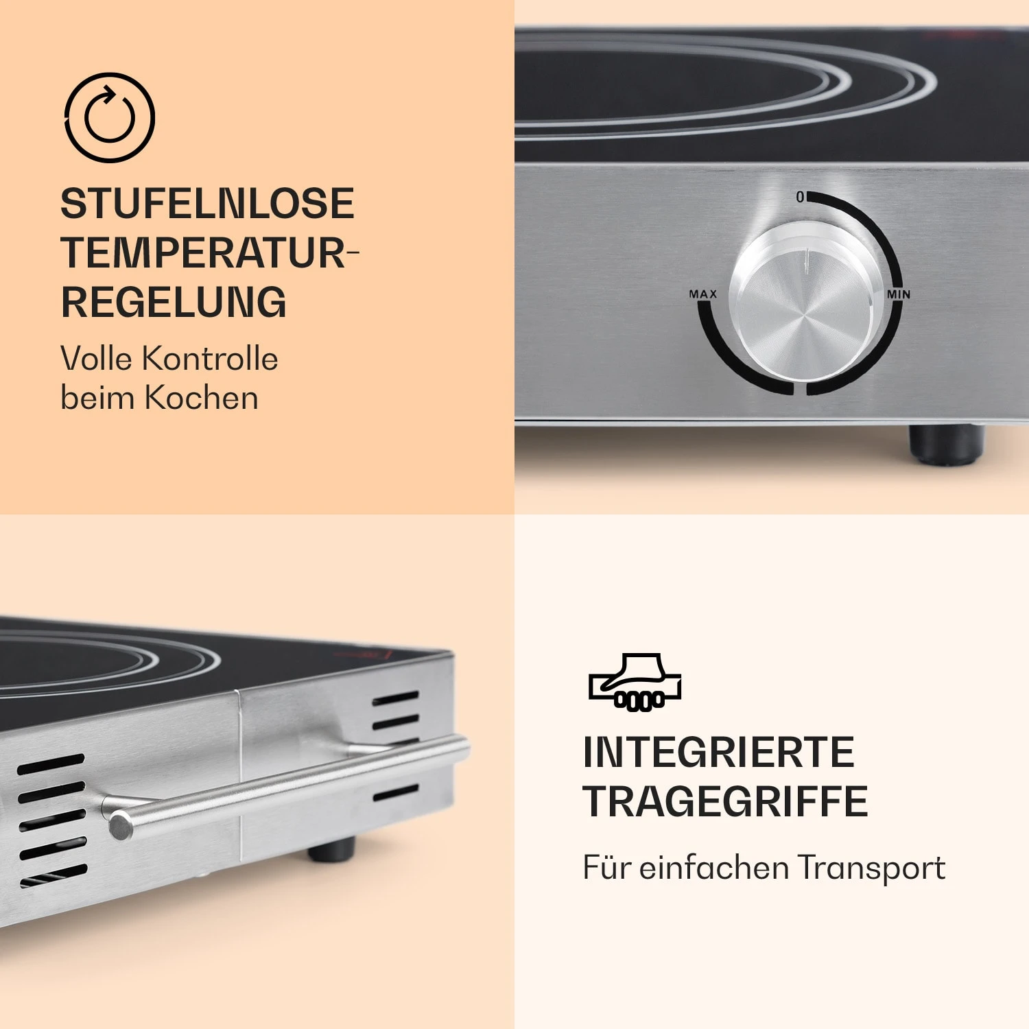 VariCook Duo Kochplatte 3000W Edelstahlgehäuse Tragegriffe 6 VariCook Duo Kochplatte 3000W Edelstahlgehäuse Tragegriffe – Bild 4