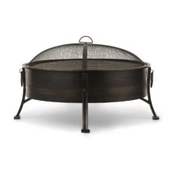 Catania 2-in-1-Feuerschale Ø80cm Funkenschutz Ø70cm Grill Stahl Antik -Haushaltsgeräte Geschäft 10032140 uk 0003 front