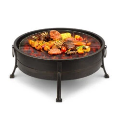 Catania 2-in-1-Feuerschale Ø80cm Funkenschutz Ø70cm Grill Stahl Antik -Haushaltsgeräte Geschäft 10032140 uk 0004 front