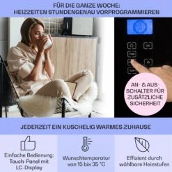 Norderney Konvektions-Heizgerät Thermostat Timer 2000W 30m² Schwarz -Haushaltsgeräte Geschäft 10032789 de 0003 usp