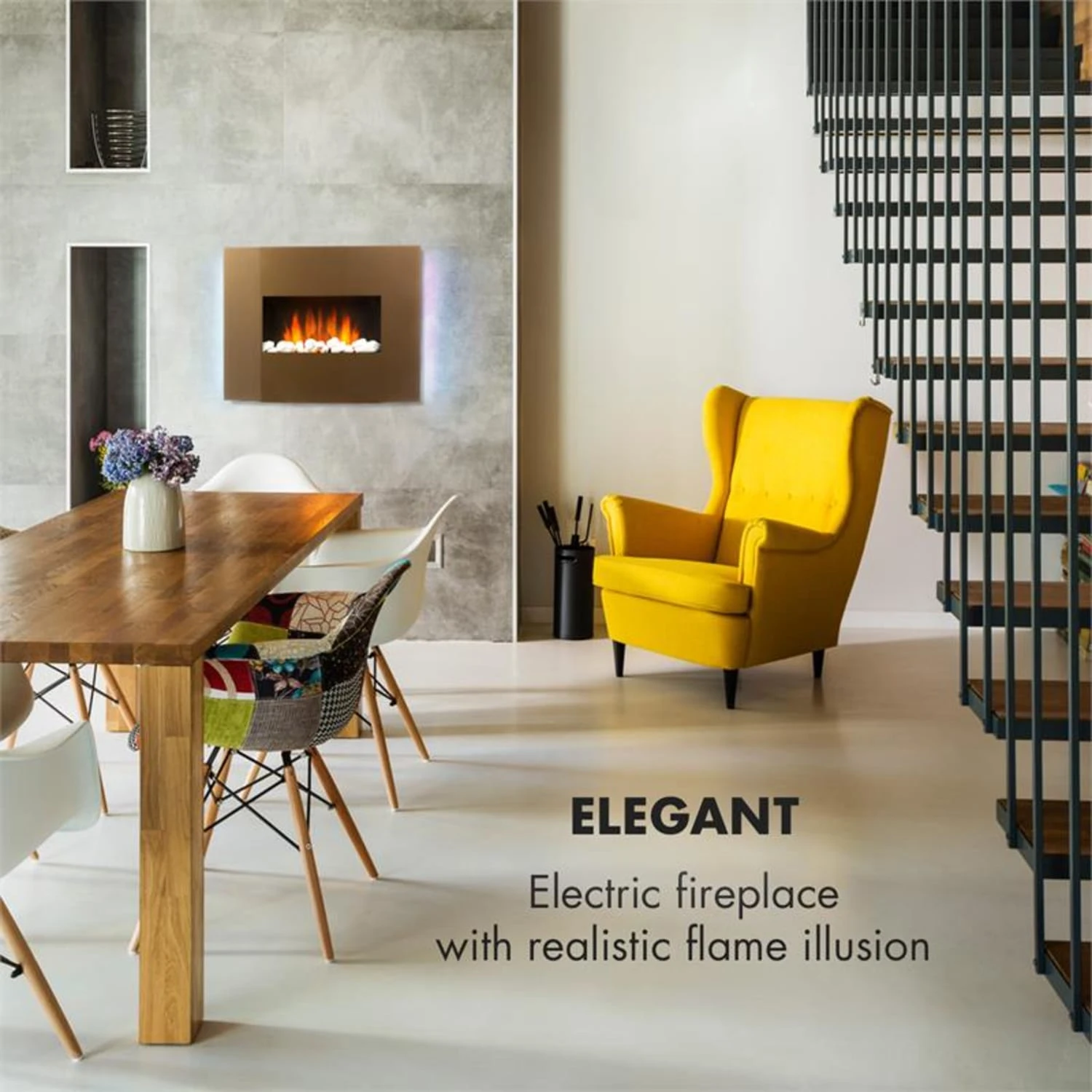 Curved Copper L&F Elektrischer Kamin 1000/2000W Glas Fernbedienung 4 Curved Copper L&F Elektrischer Kamin 1000/2000W Glas Fernbedienung – Bild 2