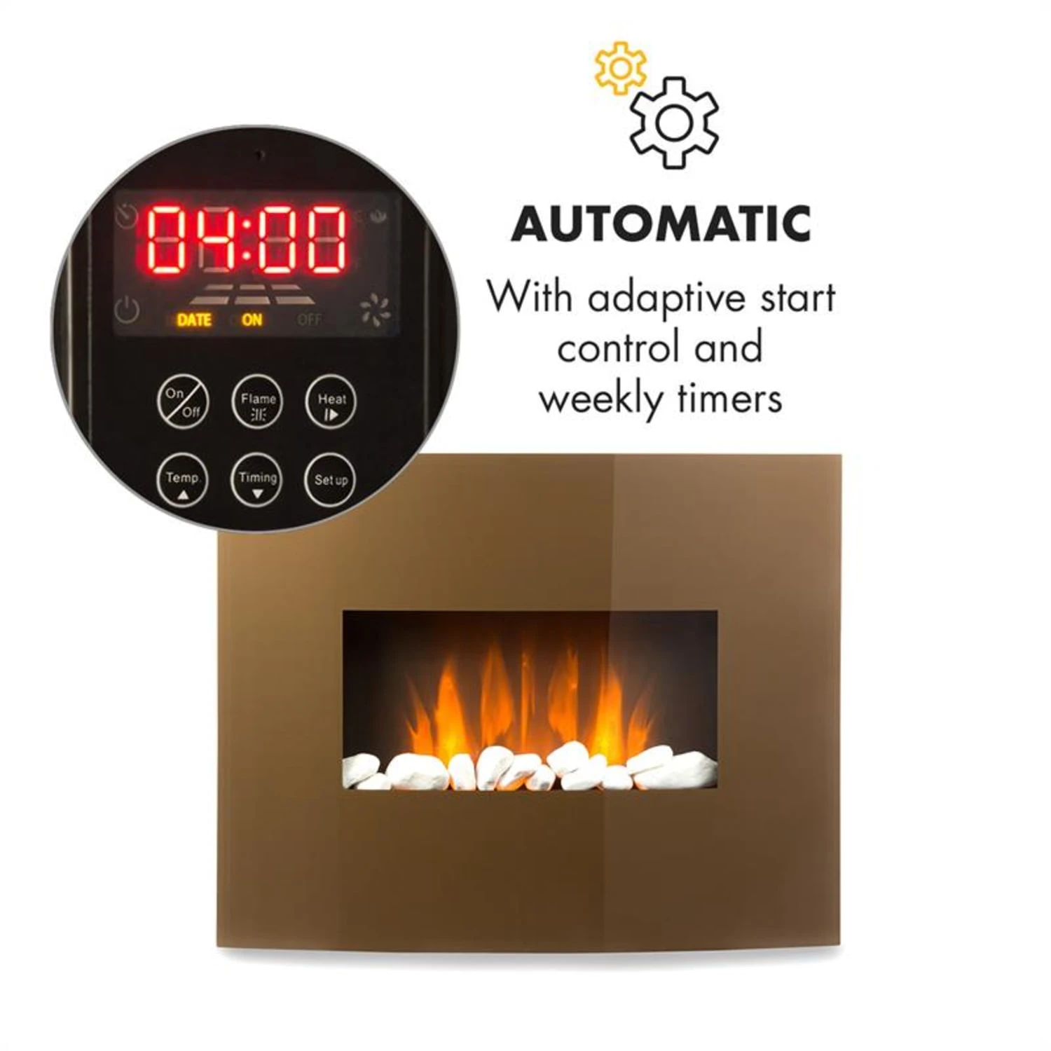 Curved Copper L&F Elektrischer Kamin 1000/2000W Glas Fernbedienung 6 Curved Copper L&F Elektrischer Kamin 1000/2000W Glas Fernbedienung – Bild 4