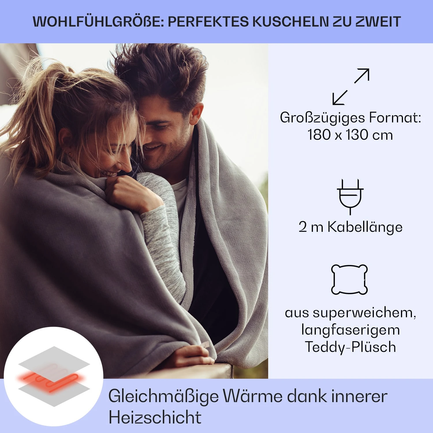 Dr. Watson SuperSoft Heizdecke 120 W 180 X 130 Cm Teddy-Plüsch 6 Dr. Watson SuperSoft Heizdecke 120 W 180 X 130 Cm Teddy-Plüsch – Bild 5