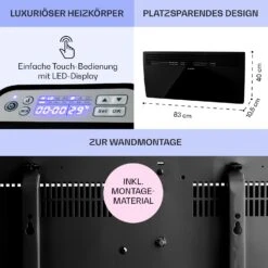 Hot Spot Slimcurve Heizgerät 80x40cm 40m² 2000W 5-40°C LED IP24 -Haushaltsgeräte Geschäft 10033017 de 0006 usp
