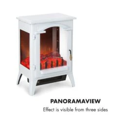 Graz Elektrischer Kamin 1000/2000W Thermostat PanoramaView -Haushaltsgeräte Geschäft 10033095 yy 0007 logo Klarstein Graz Elektrischer Kamin weiss