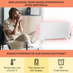 Wallander Ölradiator 1000W Thermostat Ölheizung Ultraflach Weiß -Haushaltsgeräte Geschäft 10033102 de 0003 usp