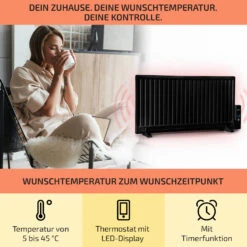 Wallander Ölradiator 1000W Thermostat Ölheizung Ultraflach Schwarz -Haushaltsgeräte Geschäft 10033103 de 0003 usp