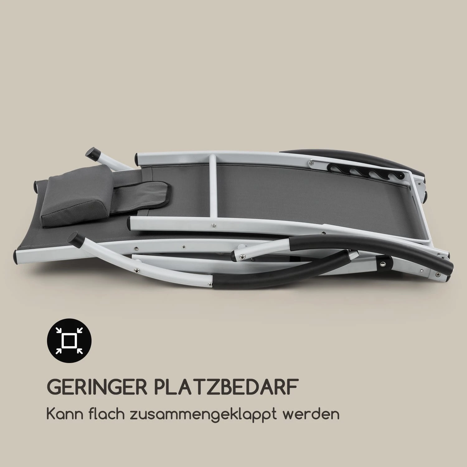 Sun Valley Sonnenliege Zusammenklappbar Kopfkissen Grau 9 Sun Valley Sonnenliege Zusammenklappbar Kopfkissen Grau – Bild 7