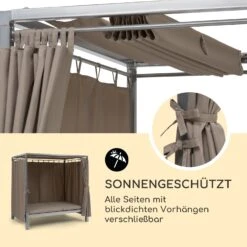 Eremitage Double Sunbed 2 Pers Stahl-Rahmen Sonnendach Vorhänge Taupe -Haushaltsgeräte Geschäft 10033316 de 0003 logo