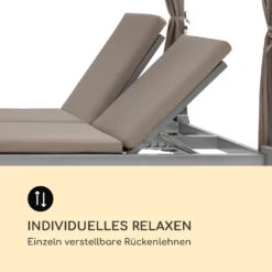 Eremitage Double Sunbed 2 Pers Stahl-Rahmen Sonnendach Vorhänge Taupe -Haushaltsgeräte Geschäft 10033316 de 0008 logo