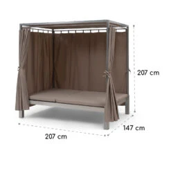 Eremitage Double Sunbed 2 Pers Stahl-Rahmen Sonnendach Vorhänge Taupe -Haushaltsgeräte Geschäft 10033316 yy 0010 dimensions