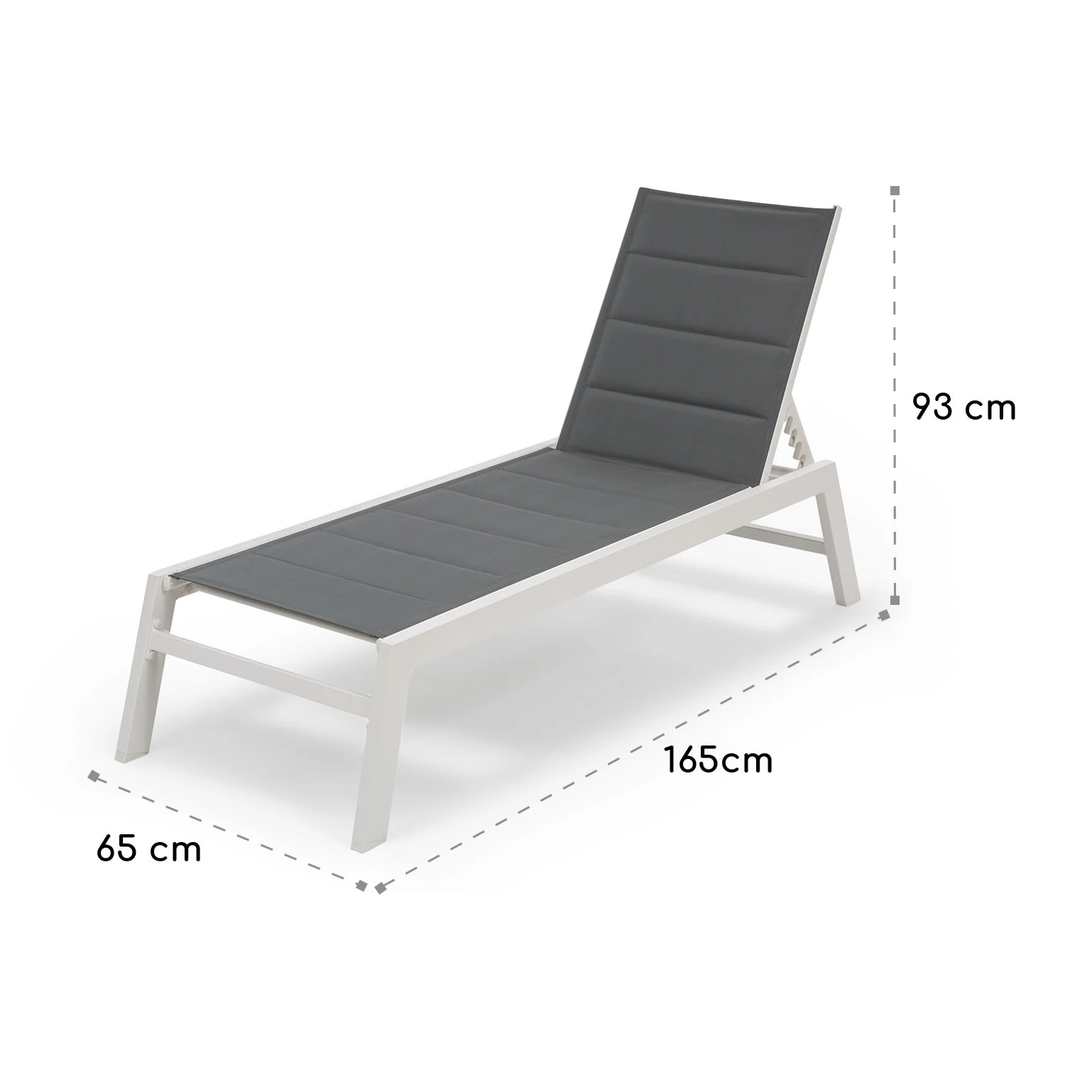 Renazzo Lounge Liegestuhl 70/30 PVC/PE Aluminium 6-Stufen Weiß Grau 11 Renazzo Lounge Liegestuhl 70/30 PVC/PE Aluminium 6-Stufen Weiß Grau – Bild 9