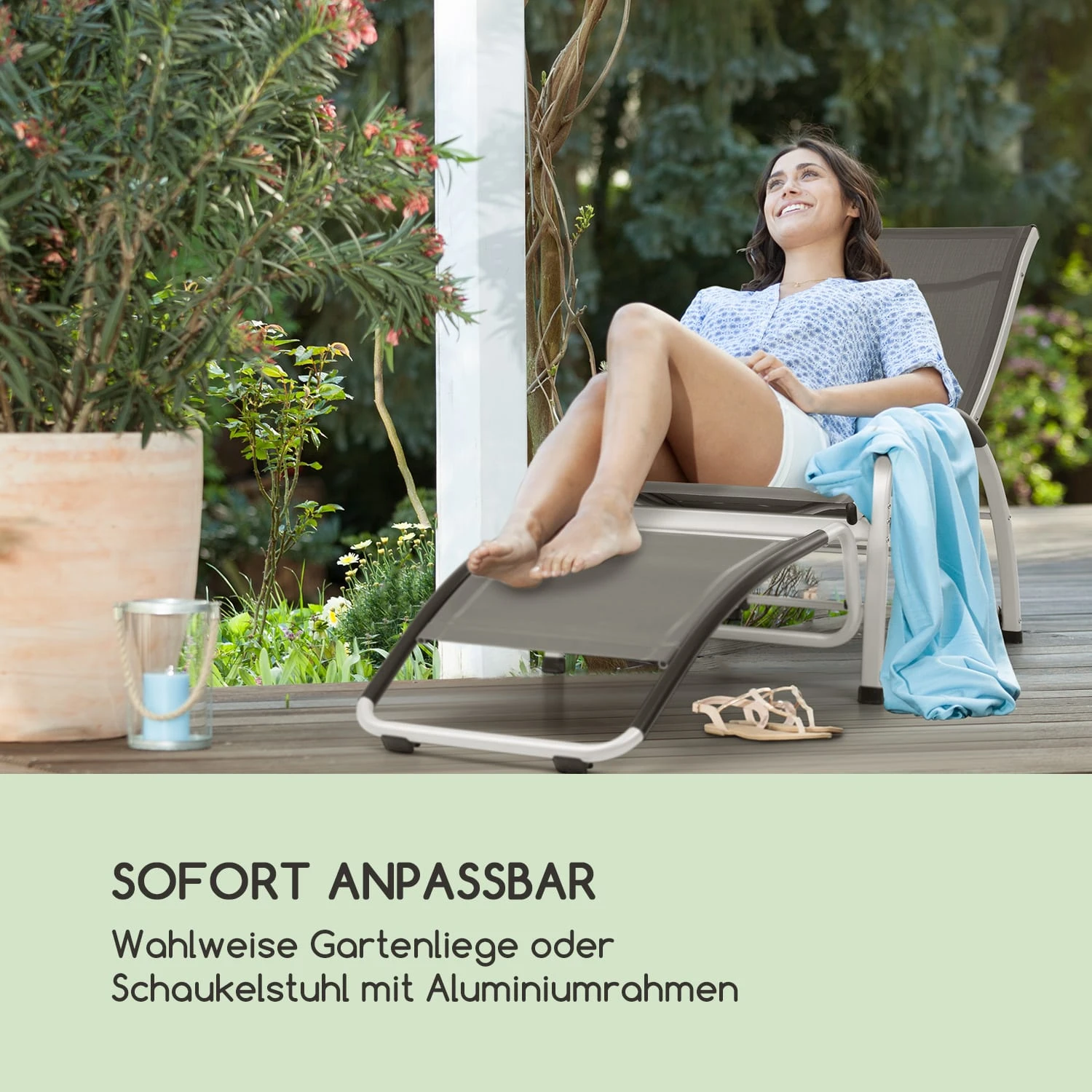Beverly Wood Sonnenliege Schaukelstuhl Aluminium Grau 4 Beverly Wood Sonnenliege Schaukelstuhl Aluminium Grau – Bild 2
