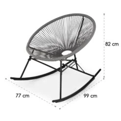 Roqueta Schaukelstuhl Retro-Design 4mm-Geflecht Grau -Haushaltsgeräte Geschäft 10033465 yy 0008 logo Blumfeldt Roqueta Schaukelstuhl grau