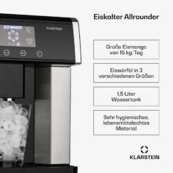 Eiszeit Eiswürfelmaschine Edelstahl 3 Eiswürfelgrößen Silber -Haushaltsgeräte Geschäft 10033478 de 0002 usp