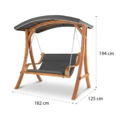 Tahiti Hollywoodschaukel Sonnendach 110cm 2-Sitzer Massivholz Grau -Haushaltsgeräte Geschäft 10033575 yy 0008 logo Blumfeldt Tahiti Hollywoodschaukel Grau