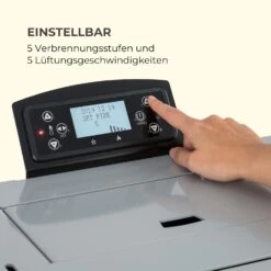 Energiewende Pelletofen 5/10 KW 5 Stufen Timer 18kg 250m³ Fernbedienung Grau -Haushaltsgeräte Geschäft 10034181 de 0007 logo