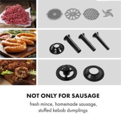 Mett Max Elektrischer Fleischwolf 600W Kupfermotor Aluminium 13 Mett Max Elektrischer Fleischwolf 600W Kupfermotor Aluminium -Haushaltsgeräte Geschäft 10034244 yy 0004 logo Klarstein Mett Max elektrischer Fleischwolf grau