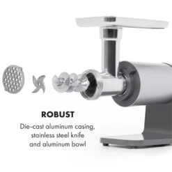 Mett Max Elektrischer Fleischwolf 600W Kupfermotor Aluminium 14 Mett Max Elektrischer Fleischwolf 600W Kupfermotor Aluminium -Haushaltsgeräte Geschäft 10034244 yy 0005 logo Klarstein Mett Max elektrischer Fleischwolf grau