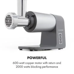Mett Max Elektrischer Fleischwolf 600W Kupfermotor Aluminium 16 Mett Max Elektrischer Fleischwolf 600W Kupfermotor Aluminium -Haushaltsgeräte Geschäft 10034244 yy 0007 logo Klarstein Mett Max elektrischer Fleischwolf grau