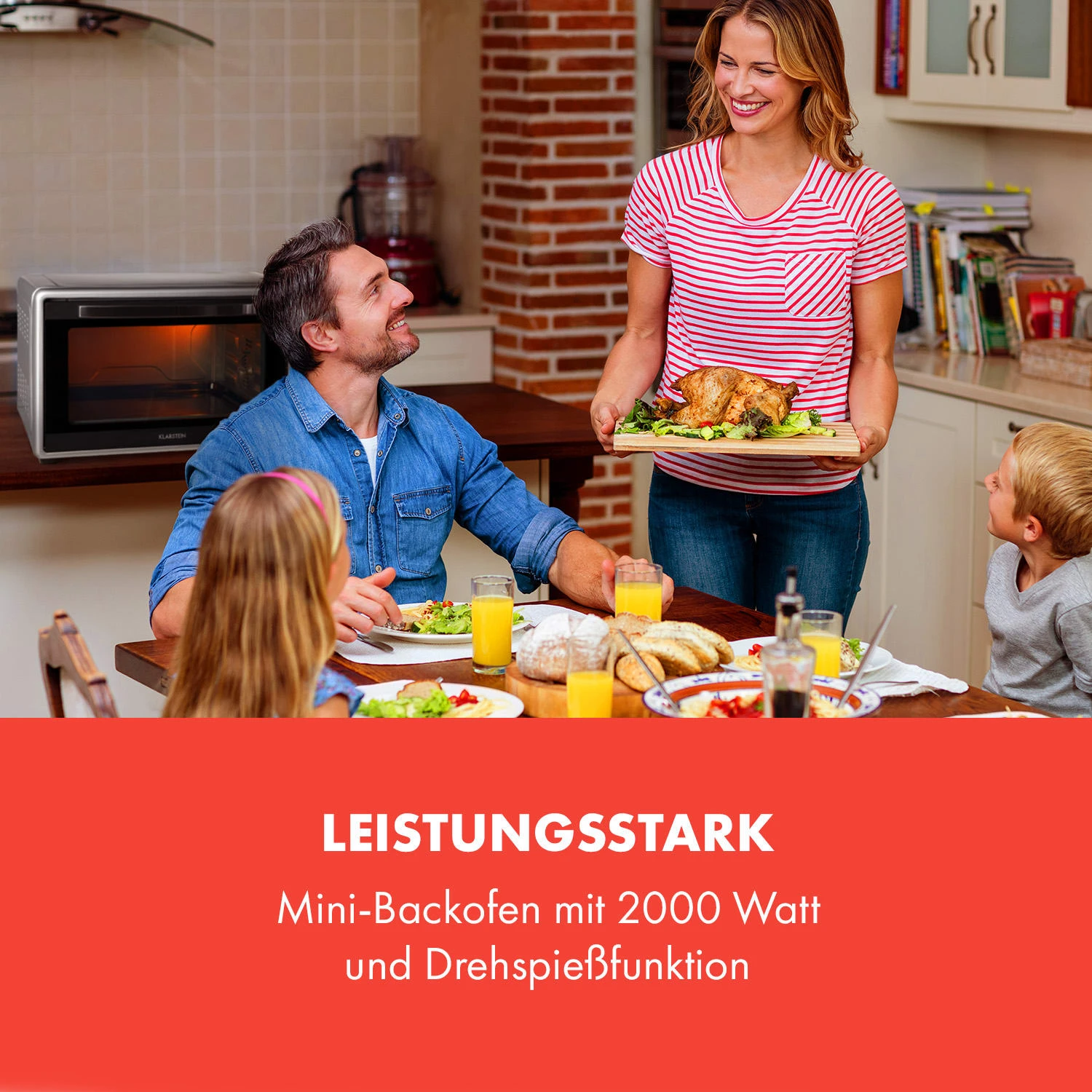 Masterchef 45 Mini-Backofen 45l 2000W 100-230 °C Timer Silber 4 Masterchef 45 Mini-Backofen 45l 2000W 100-230 °C Timer Silber – Bild 2