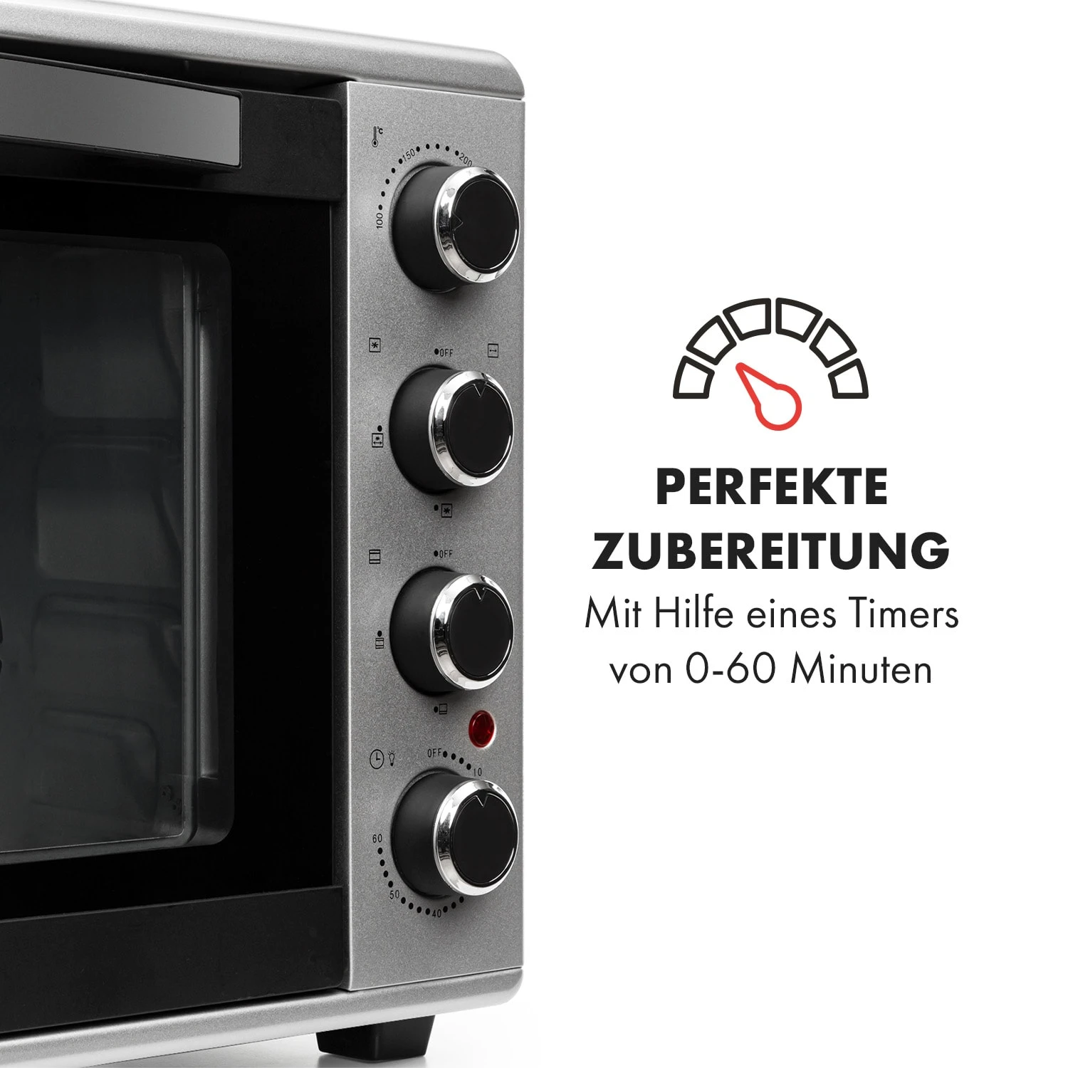 Masterchef 45 Mini-Backofen 45l 2000W 100-230 °C Timer Silber 7 Masterchef 45 Mini-Backofen 45l 2000W 100-230 °C Timer Silber – Bild 5