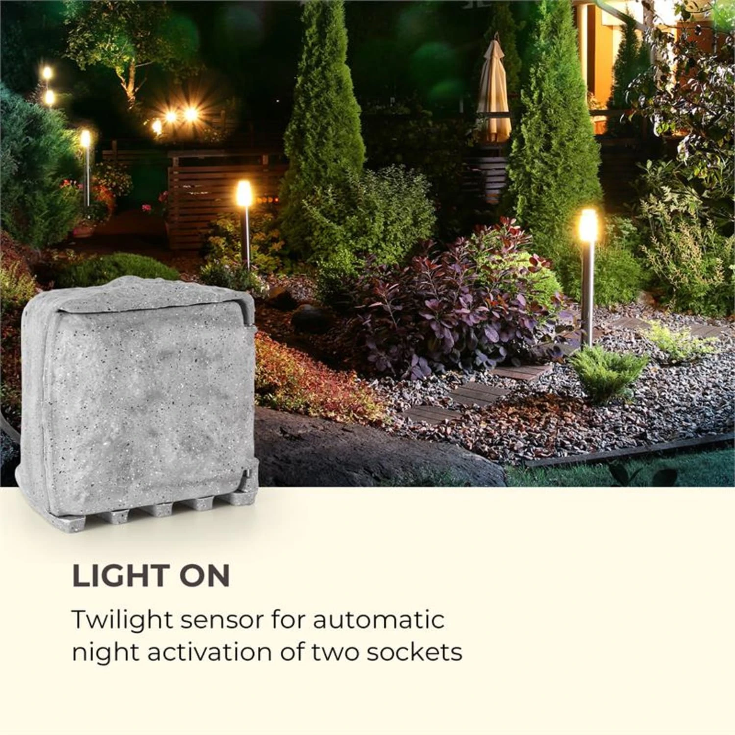 Power Rock Twilight 5 4-fach-Gartensteckdose IP44 Dämmerlichtsensor 5m 5 Power Rock Twilight 5 4-fach-Gartensteckdose IP44 Dämmerlichtsensor 5m – Bild 3