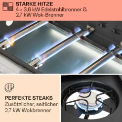 Tomahawk Gasgrill 4x3,6 KW + 2,7 KW Brenner 66x43,5 Cm Grill Edelstahl -Haushaltsgeräte Geschäft 10034710 de 0003 usp